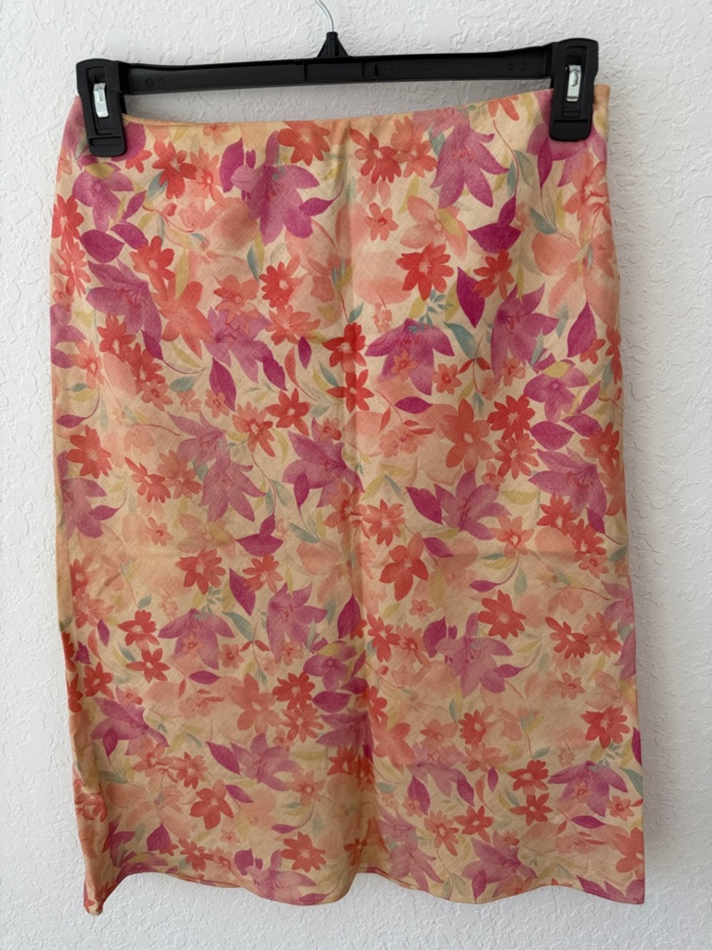 LOFT Pink Orange Floral Pencil Skirt